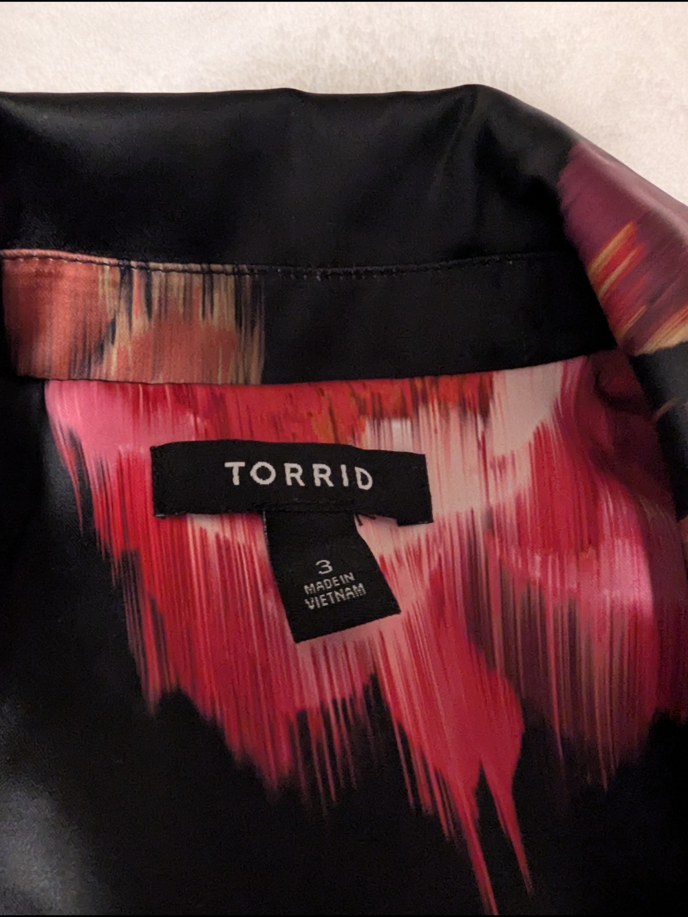 torrid Black Satin Blazer with Red Floral Print - Picture 5 of 7